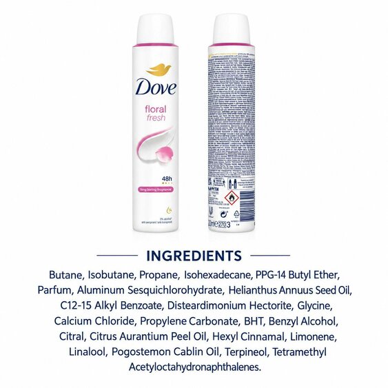 Dove Anti-Perspirant Deodorant Floral 12x200ml, 48H Sweat Protection for Women