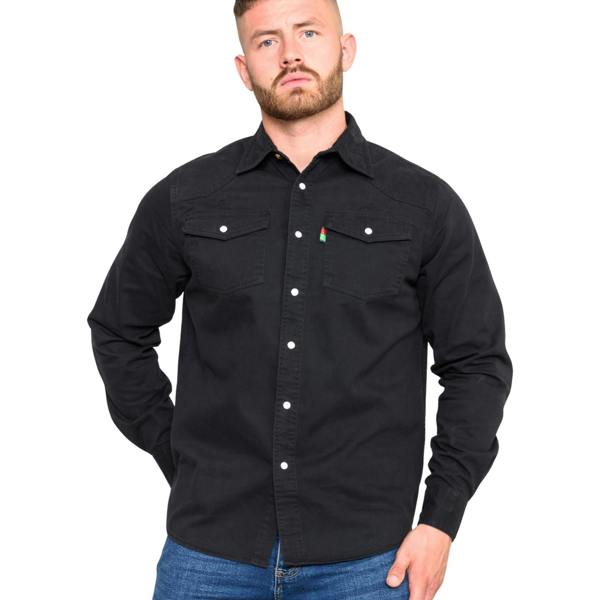 Duke Mens D555 Western Denim Shirt - Black - 