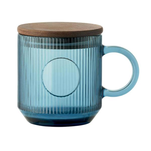 MidOcean Vitrio Ribbed Glass 300ml Mug - Transparent Blue - 