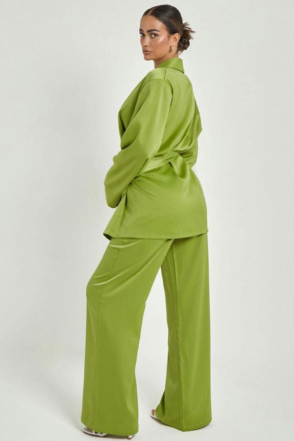 Urban Bliss Green Satin Wrap Blazer