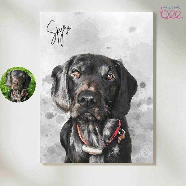 Personalised Watercolour Pet Portrait - Canvas