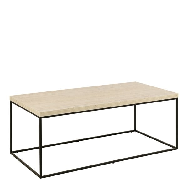 Furniture To Go Barossa Coffee Table with Light Oak Top & Black Steel Base 110x55x45cm