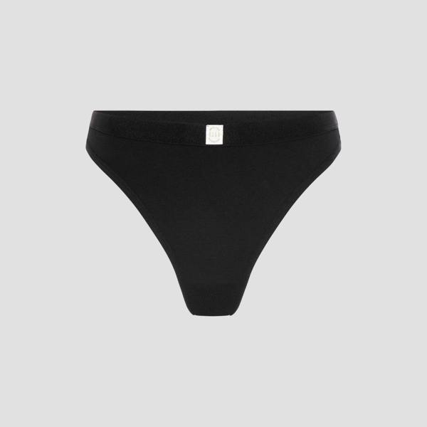ELLE 3 Pack Super Soft Cotton Heritage Patch Thongsin in Black