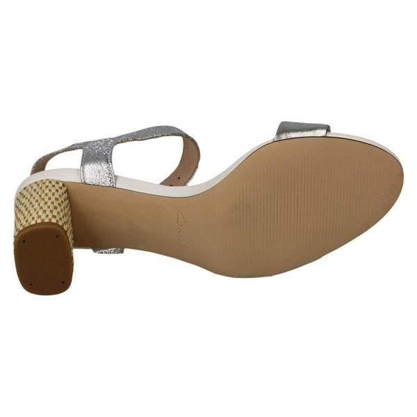 Clarks Ladies Clarks Block Heeled Peep Toe Sandals Amali Weave