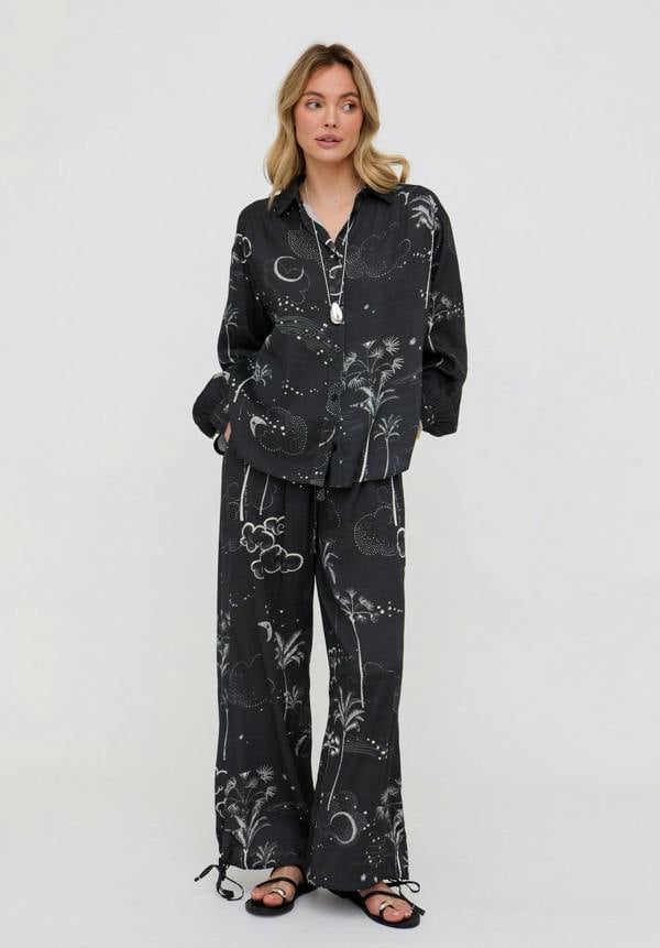 Palm High Waist Palm Print Trouser In Black - image 1