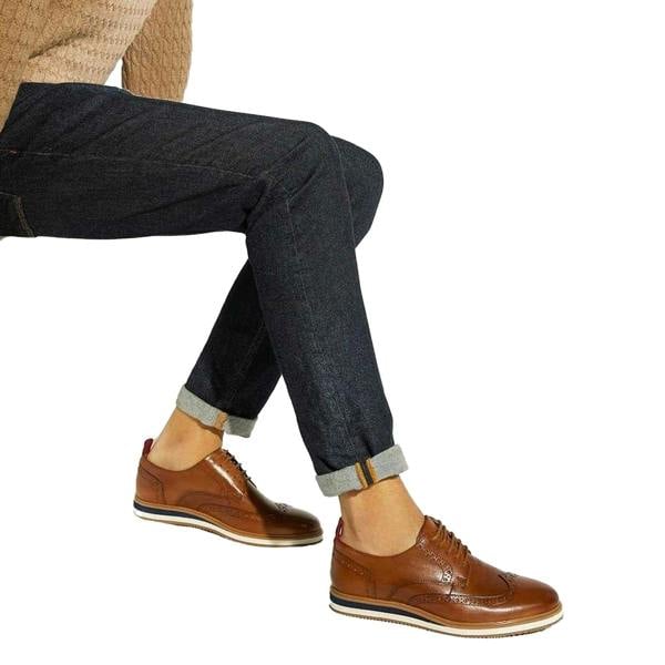 Dune London Mens Nubuck Brogues - Tan - 