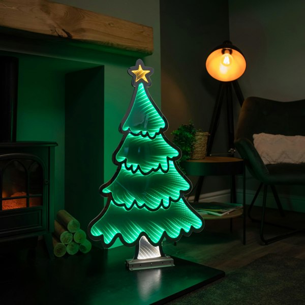 Samuel Alexander 90cm Light up Standing Christmas Tree with Star Infinity Decoration with LEDs