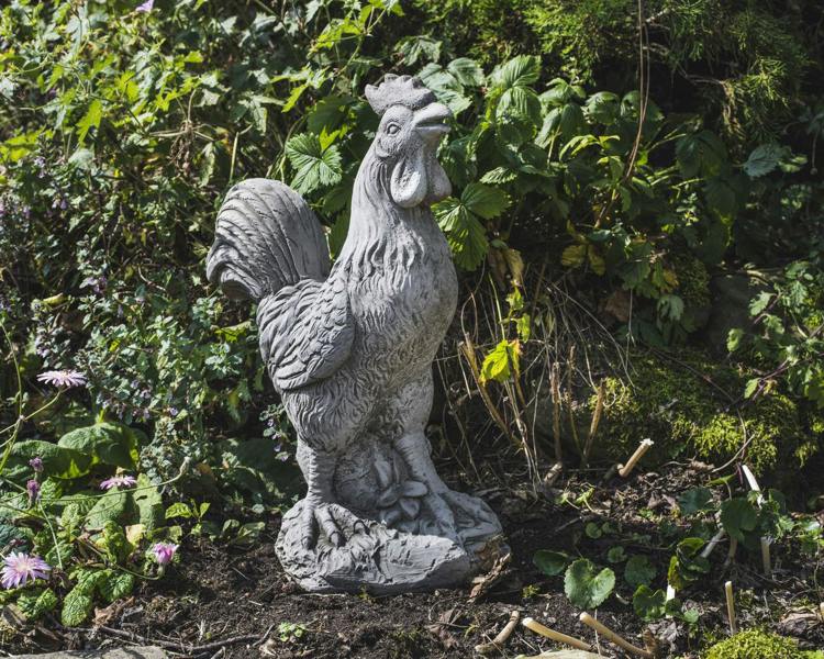 Large Stone Cast Cockerel Ornament