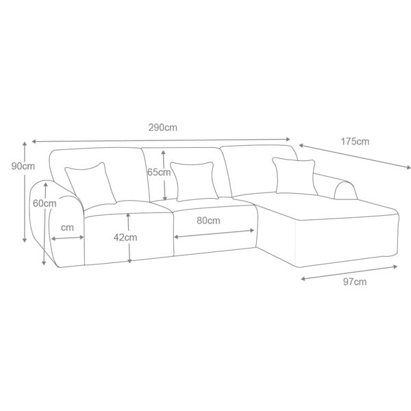 Furnishings For Less Vinci Soft Chunky Jumbo Cord 4 Seater Corner Sofa