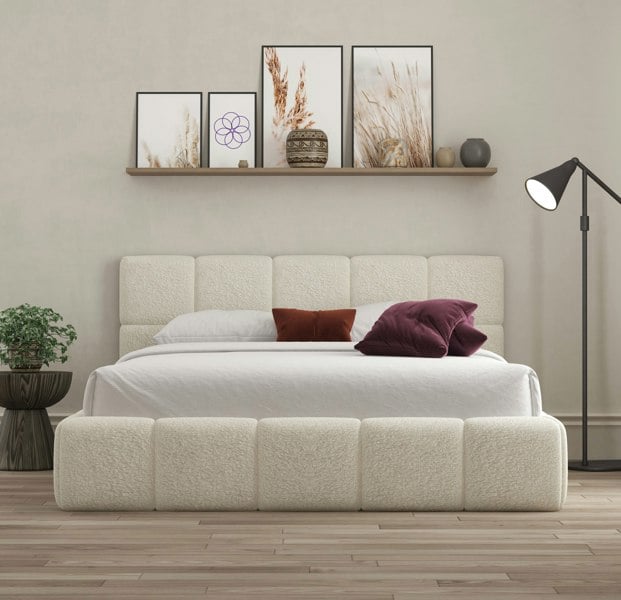 DS Living Ovella Cubed Ottoman Bed - Cream
