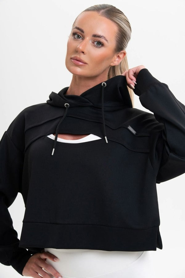 Discipline 365 Black Drawstring Cut Out Hoodie