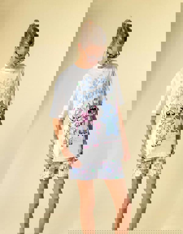 Disney Lilo & Stitch Girls Multicoloured Less Dramas Multi-Pack of 2 Short Sleeve Short Leg Pyjama Set