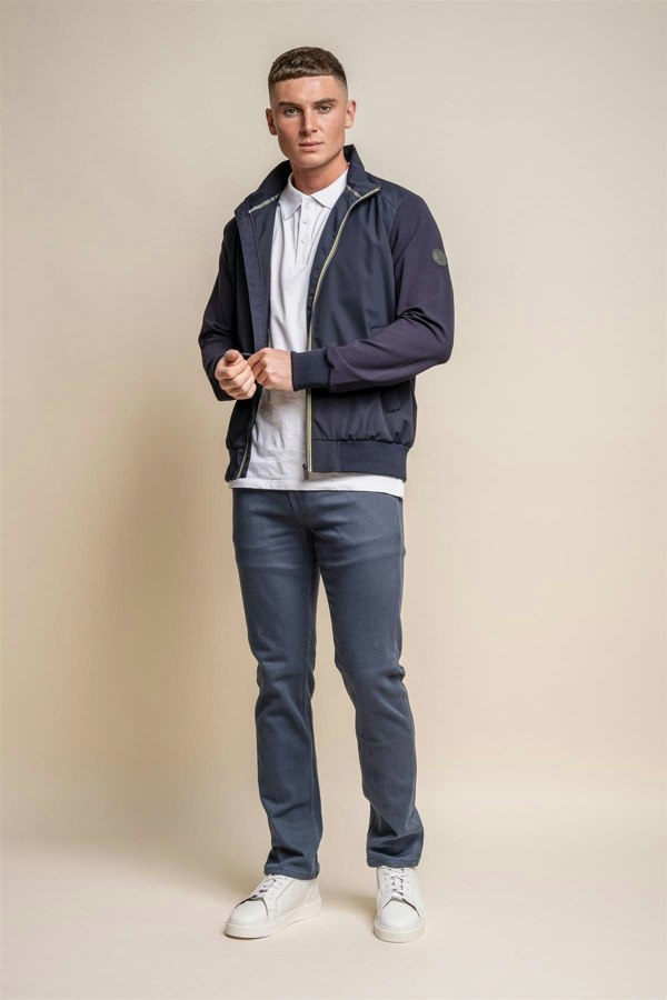 Kasper navy bomber jacket front