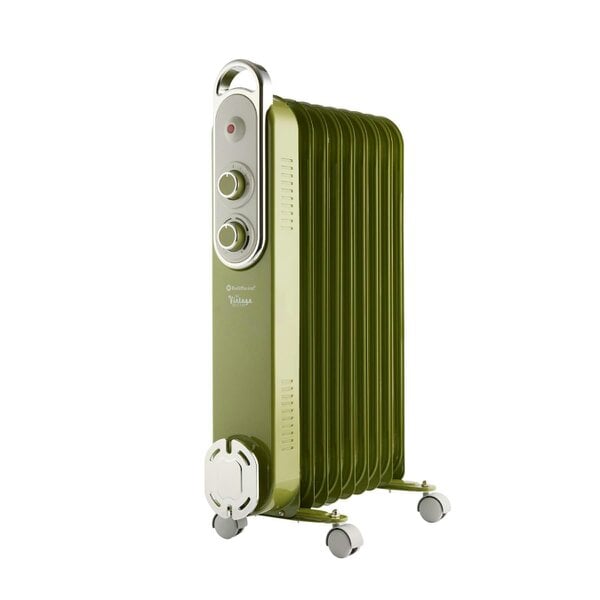 Rediffusion Vintage 9 Fin Oil Filled Radiator 2KW Olive Green