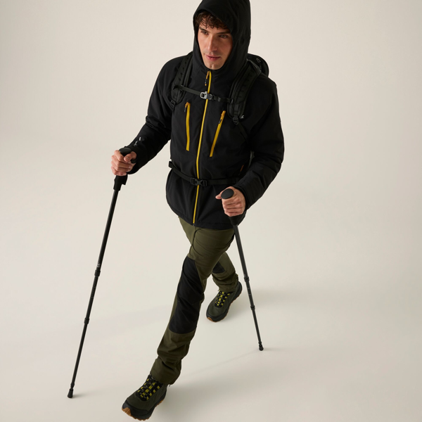 Regatta Mens Highton Two Tone Waterproof Stretch Insulated Jacket - Black/Sunset
