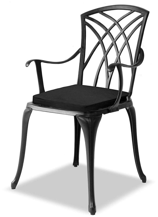 Centurion Supports OSHOWA Garden and Patio Table and 2 Large Chairs with Armrests Cast Aluminium Bistro Set - Black Cushions