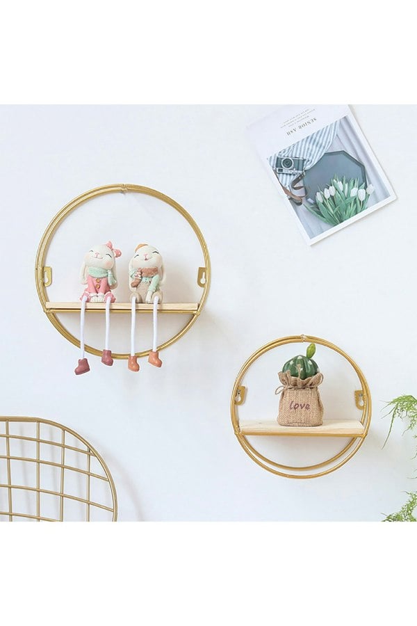 Living and Home Gold Wall Hanging Storage and Display Decorative Shelf