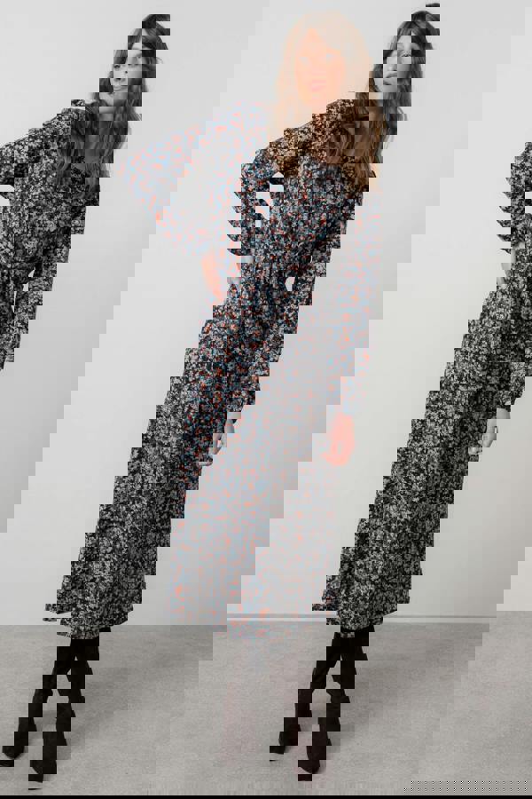 Lily & Me Celia Floral Print Midi Dress Red