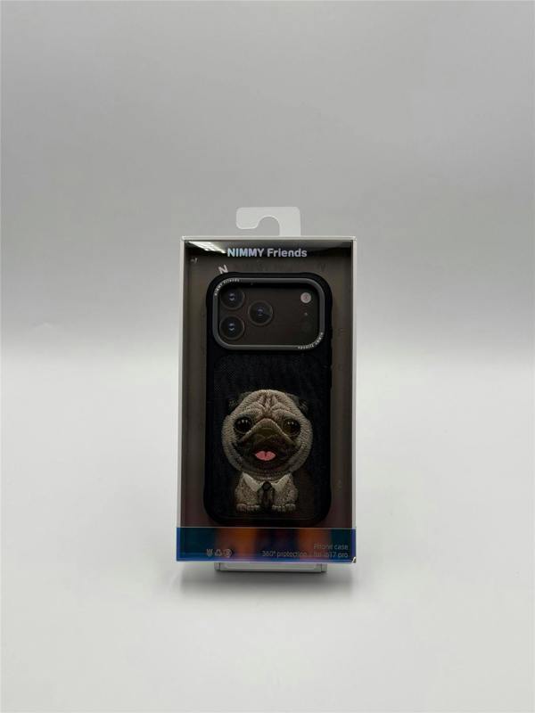 Nimmy Friends Nimmy Big Eye Cute Pet Pug Dog Case with MagSafe for iPhone Pro 6.3" Black Grey - N-XDY-IP17-PRO-09-A