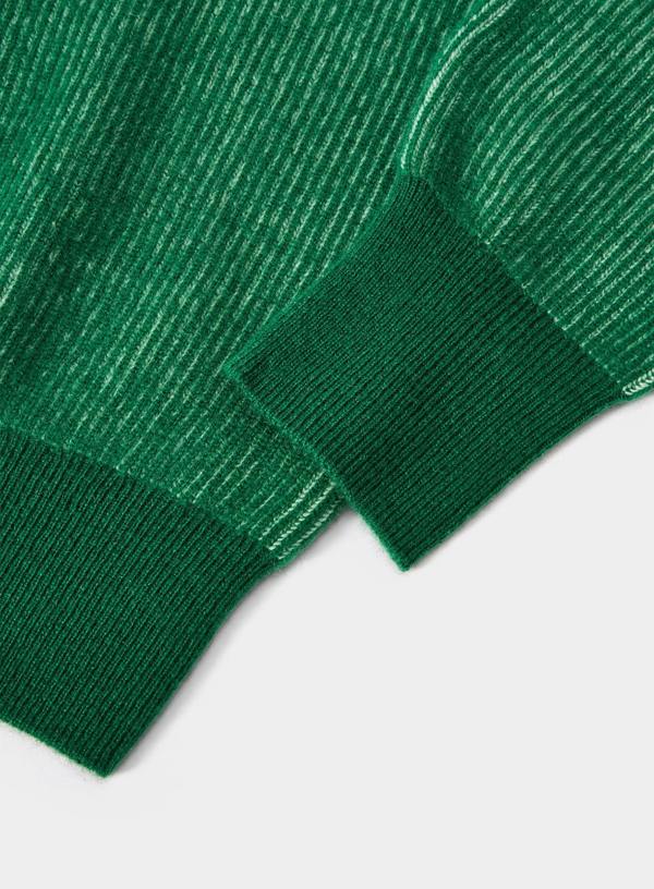 Cashmere Plaited Rib 1/4 Zip in Grass