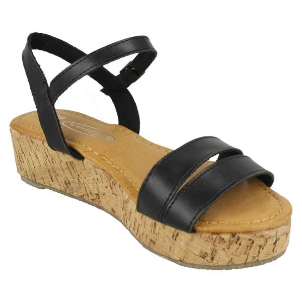 Spot On Ladies Spot On Cork Flatform Sandal