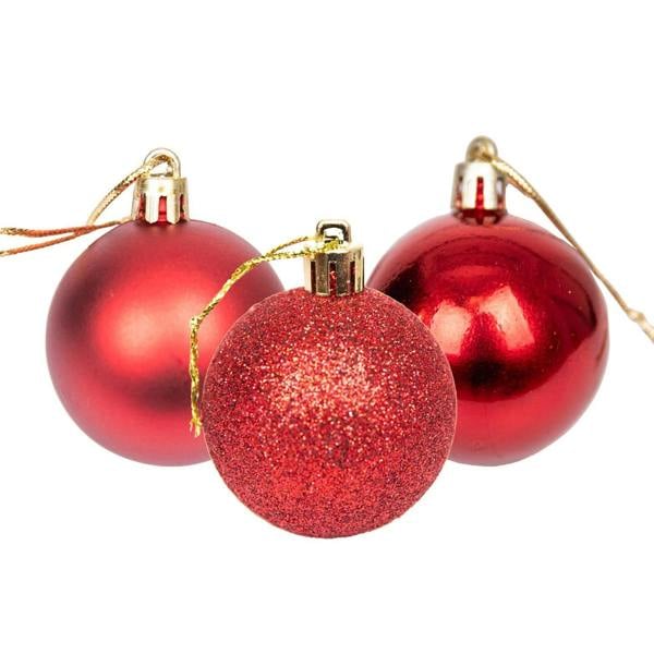 5cm Dark Red Shatterproof Christmas Bauble Set, 9 or 18 Piece Festive Tree Decorations image 1