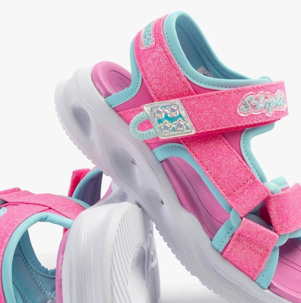 Skechers S-LIGHTS: SOLA GLOW Girls Sandals Hot Pink/Aqua