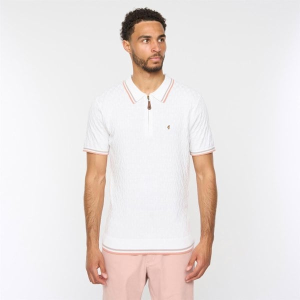 Gabicci G54M08 Mens Short Sleeve Zip Neck Knitted Polo Gabicci Classic - WHITE
