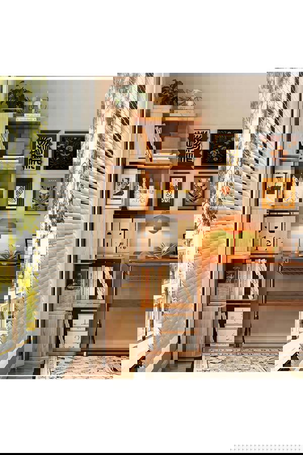 Living and Home 6/5/4-Tier L-shaped Corner Bookshelf Wooden Storage Rack Bookcase Holder Organizer