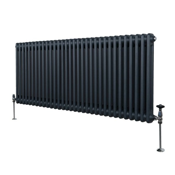 Monstershop Traditional 2 Column Radiator - 600 x 1462mm - Anthracite Grey
