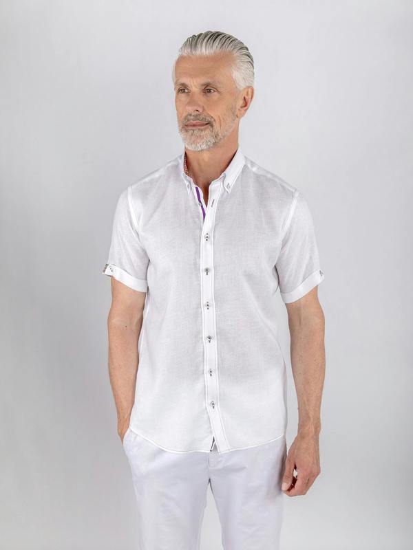 PURE LINEN SUMMER SHORT SLEEVE SHIRT - Claudio Lugli Shirts