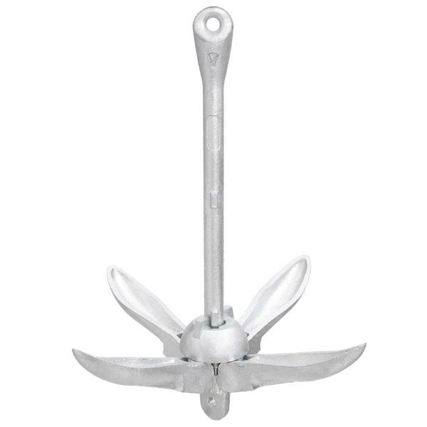 Berkfield Folding Anchor with Rope Silver 3.2 kg Malleable Iron