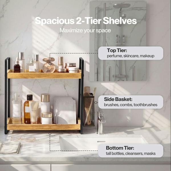 Levede Bathroom Organiser Countertop 2 Tier Perfume Skincare Storage Shelf