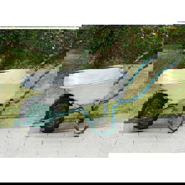 Gr8 Garden Heavy Duty Wheelbarrow 85L Litre Galvanised Steel Outdoor Wheel Barrow Pneumatic