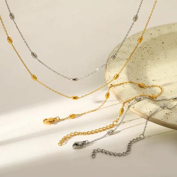 Elk & Bloom Dainty 14K Gold Beaded Choker Necklace