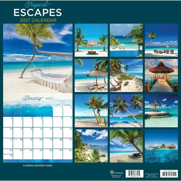 Tropical Escapes Calendar 2027, Wall Calendars, Month To View, Travel, Gift
