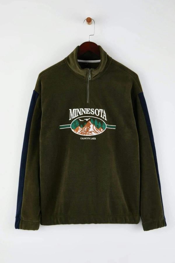 WOVCOR Stand Collar City Embroidery Anti-Pilling Fleece Men's Sweatshirt
