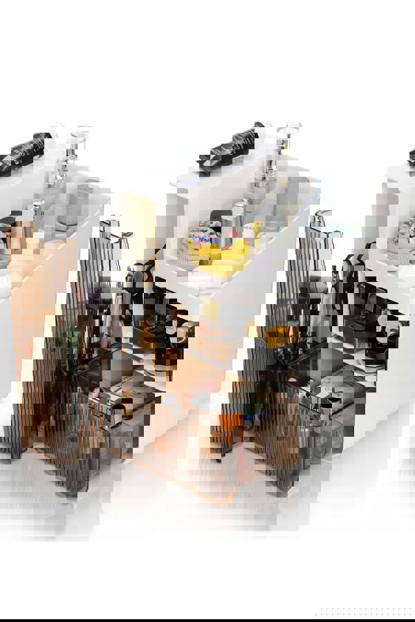 Living and Home Large Makeup Storage Organizer Cosmetic Skincare Display Box with Brush Holder Drawers