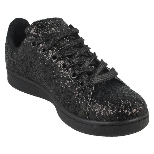 Spot On Ladies Spot On Glittery Lace Up Trainers