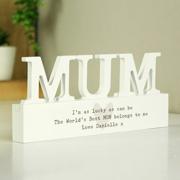 Personalised Memento Company Personalised Free Text Heart Wooden Mum Ornament plaque