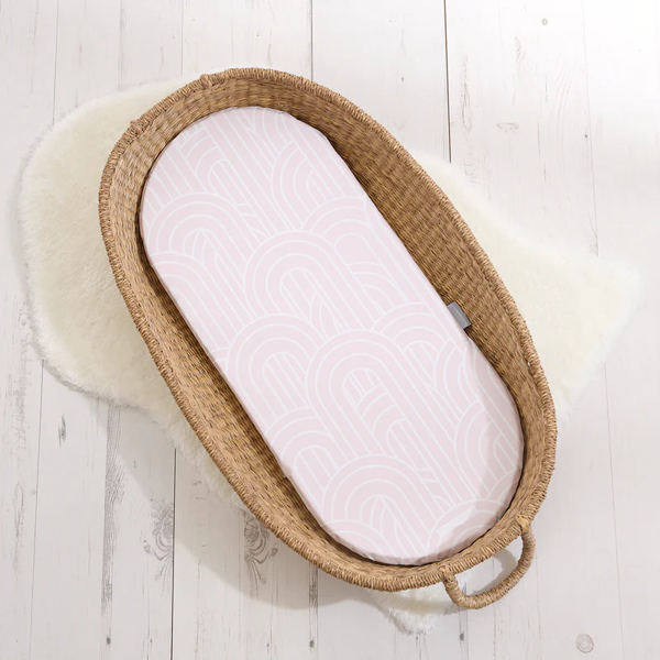 The Tiny Bed Company Basket Changing Mat - Melbourne (Powder Pink)