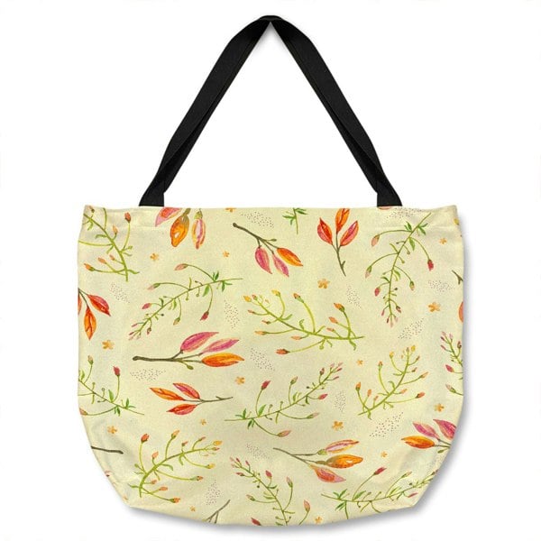 Benjamin Tate Design Green Branches On Light Tote bag