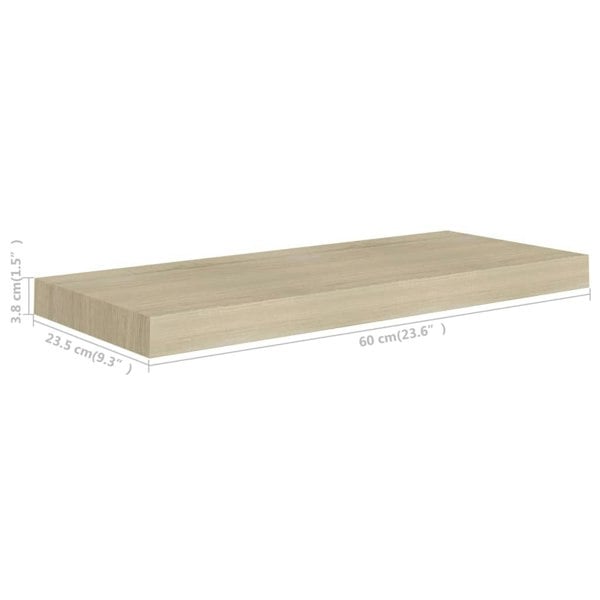Berkfield Floating Wall Shelf Oak 60x23.5x3.8 cm MDF