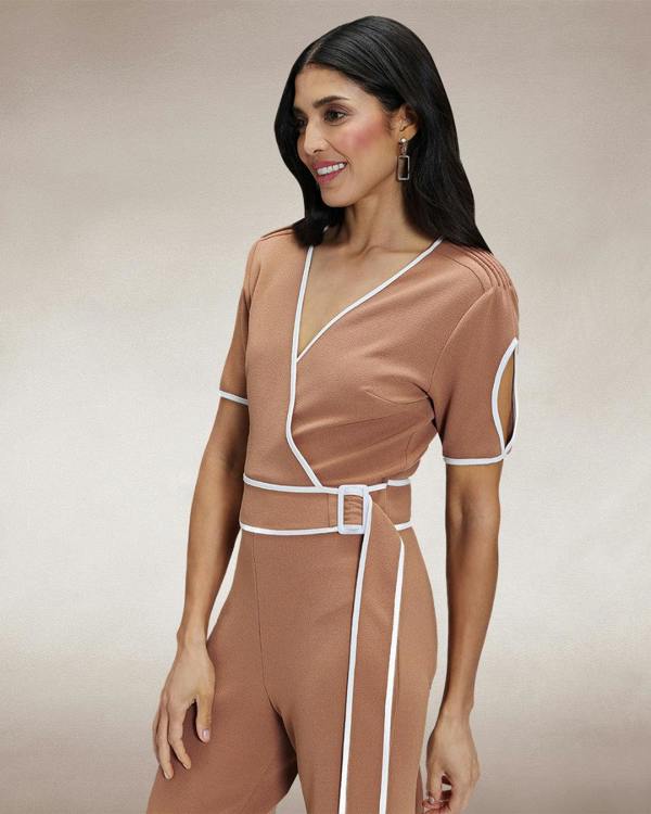HotSquash Contrast Piping Detail Jumpsuit
