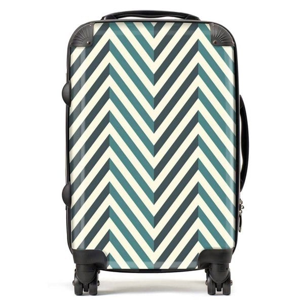 Warren Reed Geometric Herringbone Chevron Blues Suitcase