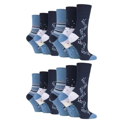 Gentle Grip 12 Pairs Ladies Cotton Rich Everyday Socks Gentle Grip Soft Top Comfort Socks - 4-8 UK - SOLRH215