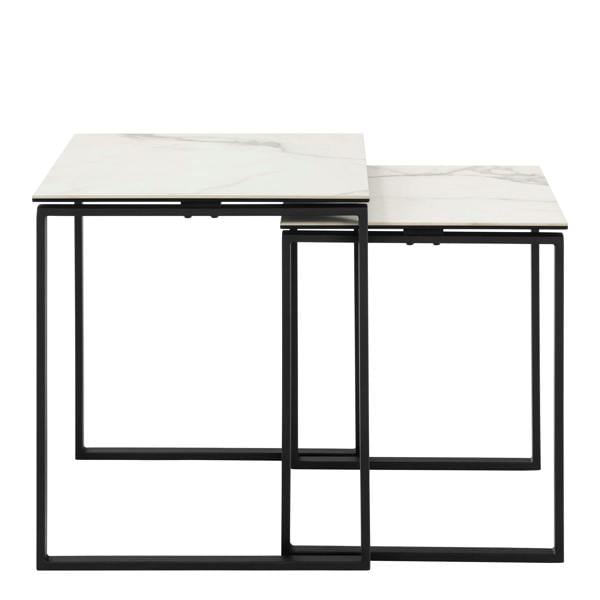 Wyld Haus Durban Square White Ceramic Nesting Coffee Table Set