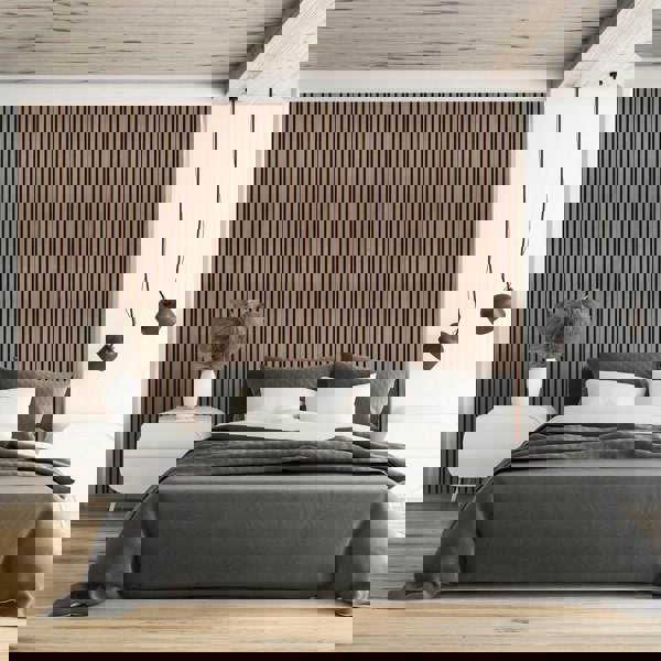 Monstershop Acoustic Slat Wall Panels x 2 - Dark Walnut