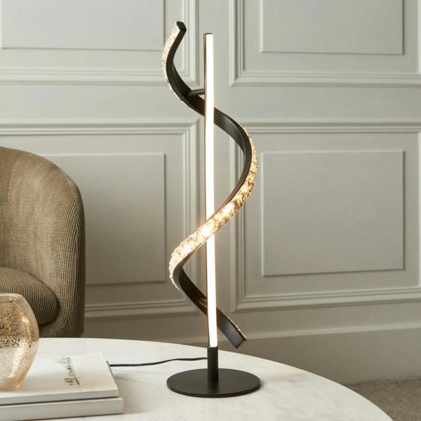 Pagazzi Lighting Hyde Matte Black And Crystal LED Table Lamp