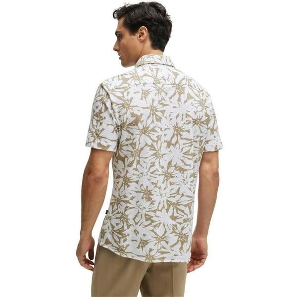 Boss Mens Floral Short-Sleeved Shirt - White - 